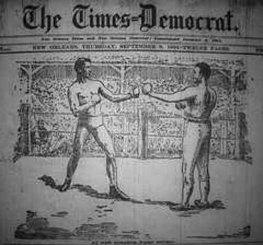 First heavywieght title fight under the Queensberry rules is fought