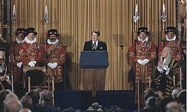 Speeks in UK on Soviet Threat