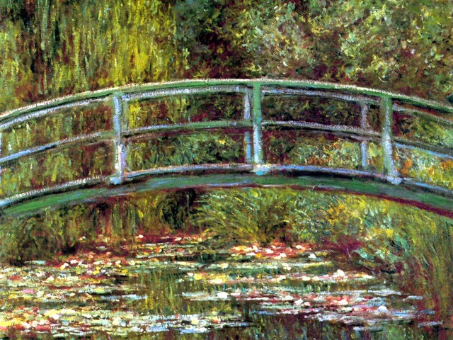 Monet paints "Bridge Over a Pond of Water Lillies".