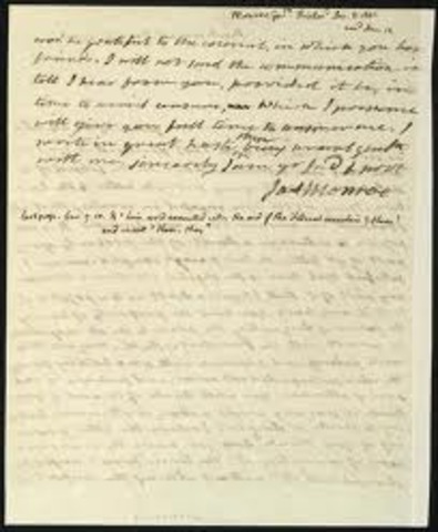 Monroe writes a letter to Thomas Jefferson