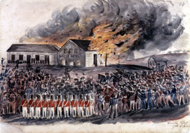 Burning down of Bentley's Hotel