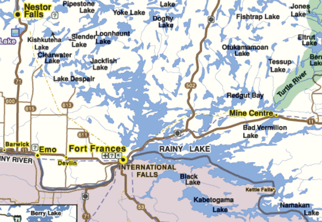 visited great great uncle in Fort Frances