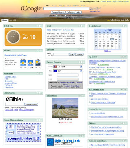 tunejar el igoogle i ficar una foto al nostre usuari