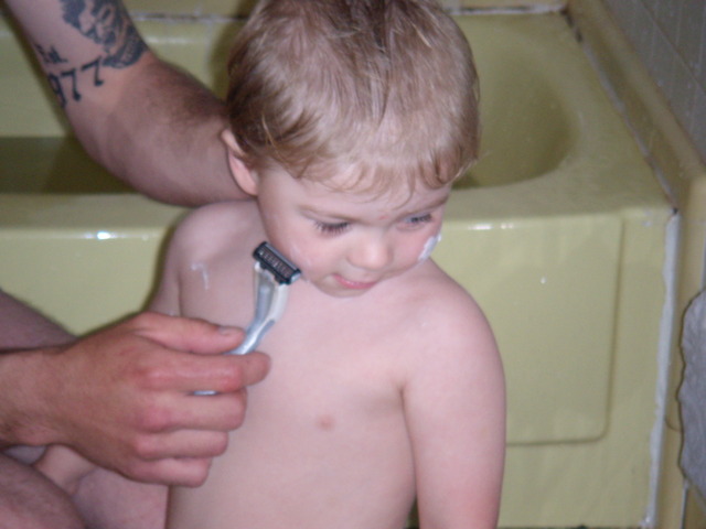 Mt first shaving lesson.