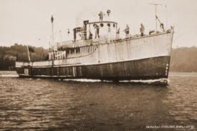 His boat, The Calypso, sets sail on its first voyage.