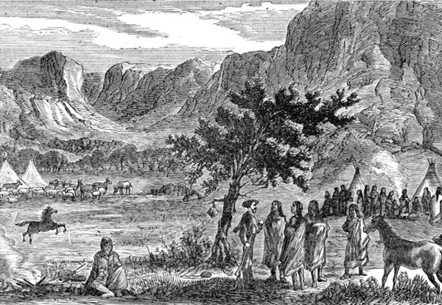 The Nez  Perce are lead to Canada by Chief Joseph
