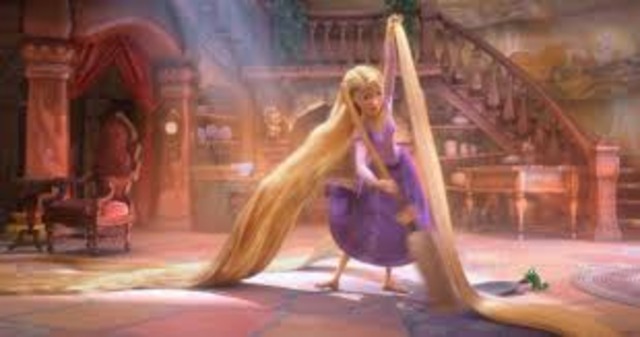 Rapunzel does her daily routine and says her "mom" might let her go see the lights because she is older now