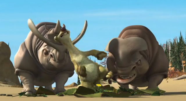 Sid messses up 2 rhino's salad