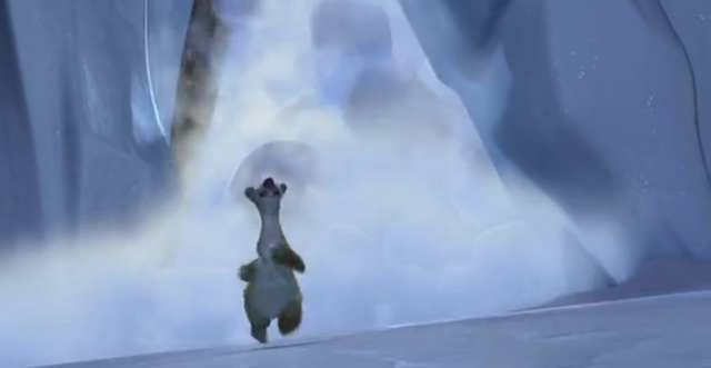 Sid, Manny, Diego, and Pinky go into a cave and the entrence gets blocked off by ice