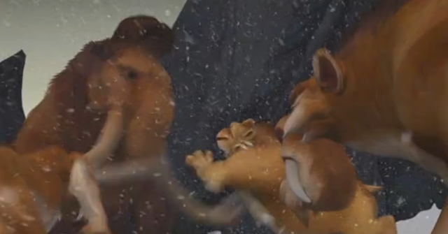 Manny and Diego fight off the other sabers