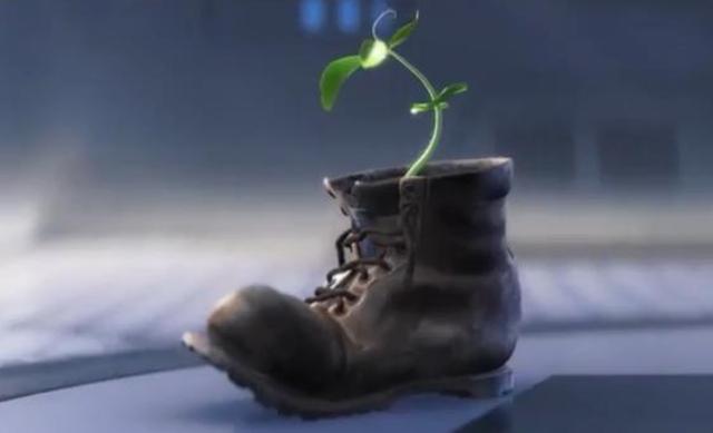 WALL-E shows EVE the plant. EVE shuts down