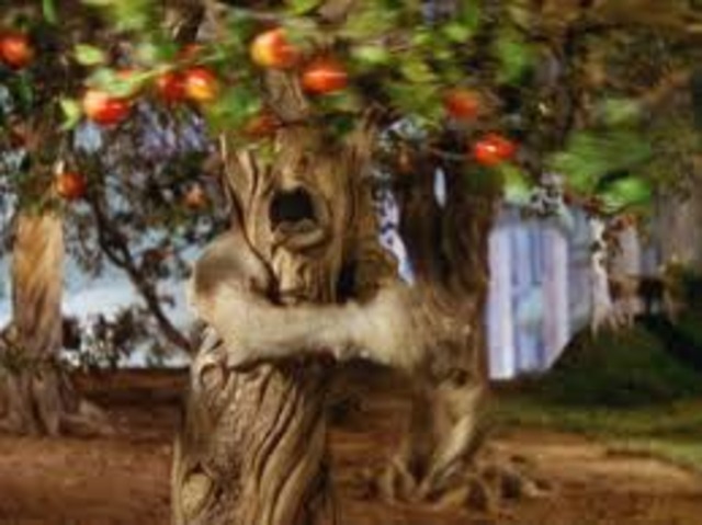 The Trees throw Apples at them!