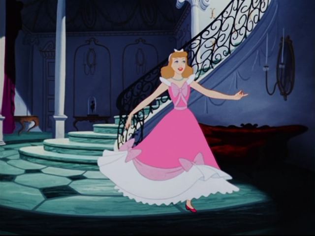 Cinderella gets ready for the ball and goes downstairs.
