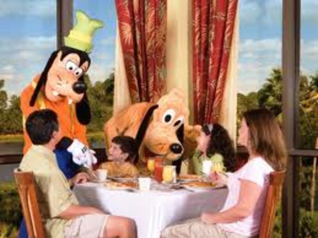 We had breakfast with the characters in the park.