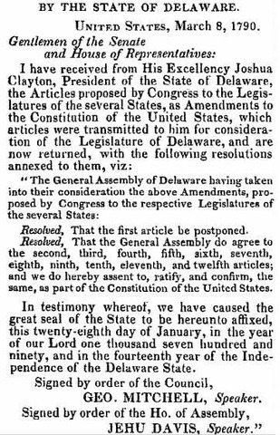Delaware Ratifies the Constitution