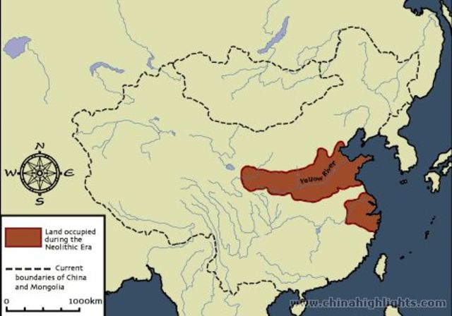 Chinese civilization emerges along river valleys and the east coast of Asia