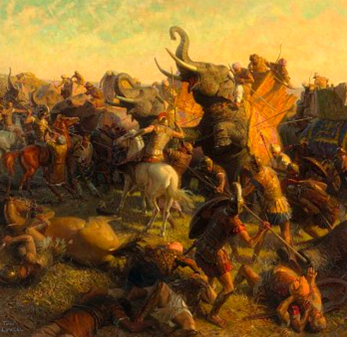 The Aryans cross into India from the north and overrun existing cities and towns.