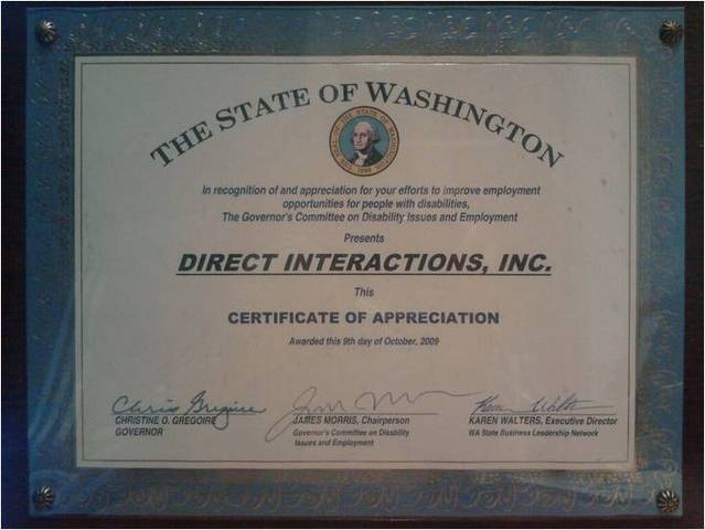 WA Governor's Committee recognizes DI at their annual breakfast