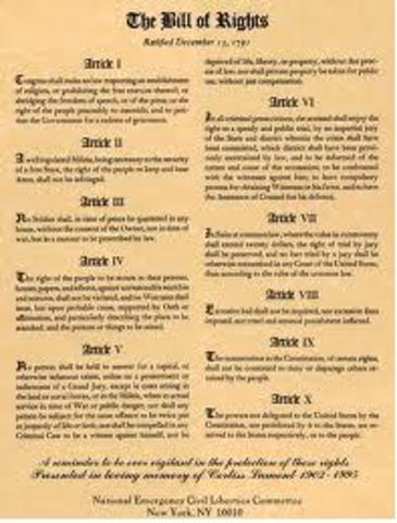 Bill of Rights sent out