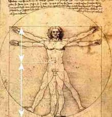 Leonardo da Vinci draws the Vitruvian Man