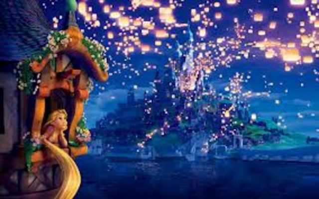 Each year Rapunzel looks up at the lanterns that are risen into the sky
