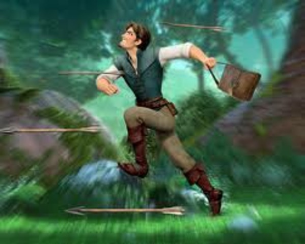 Soldiers chase Flynn Rider