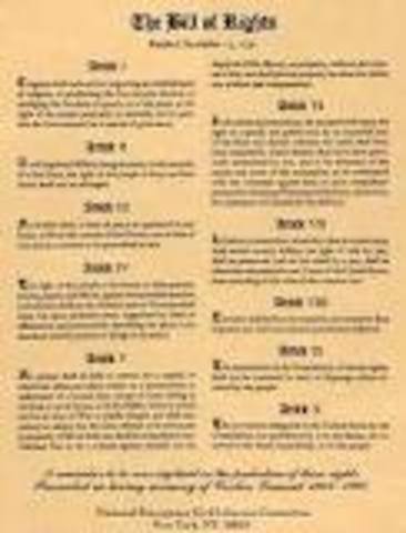 Bill of Rights sent to the States for Ratification
