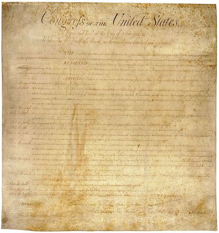 BIll of Rights Sent for ratification