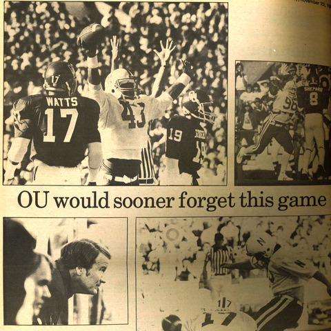 Nebraska beats Oklahoma 37-14 for Osborne’s first outright conference title.