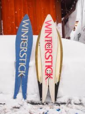 The first modern snowboard