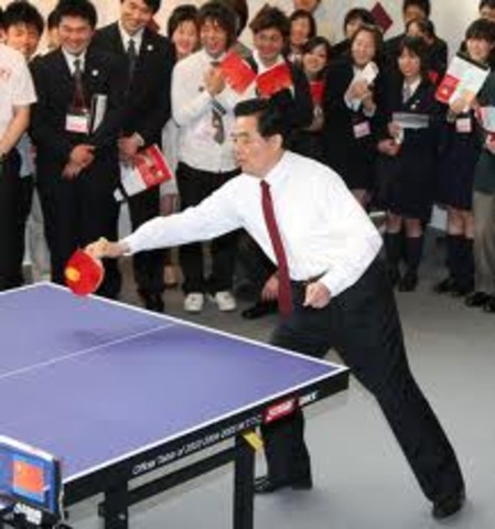 Presidents of U.S.A and China play ping-pong together