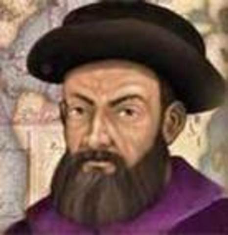 Ferdinand Magellan leaves Spain (with 250 crew members and 5 ships) to sail around the world