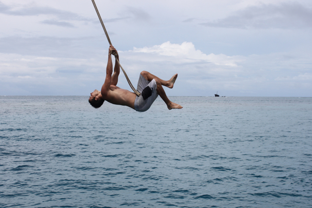 Guy Almost Falls Off Ship