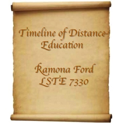 Timeline: Timeline of Distance Education LSTE 7330 by Ramona Ford