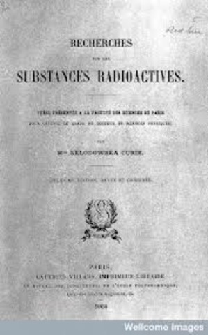 She was the author of Recherches sur les Substances Radioactives (Investigations on radioactive substances)