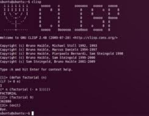 John McCarthy desarrolla el lenguaje LISP (LISt Procesing)