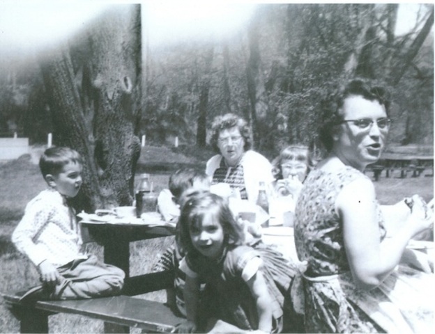 In May 1960 Palmyra area, NY. This is a photo of my Grandma LuAnn.was having a picnic with some of her family. This photo includes her two cousins, her youngest brother Harry (my great unlce), her Grandmother, and her mom. Also known as my Great Grandmoth