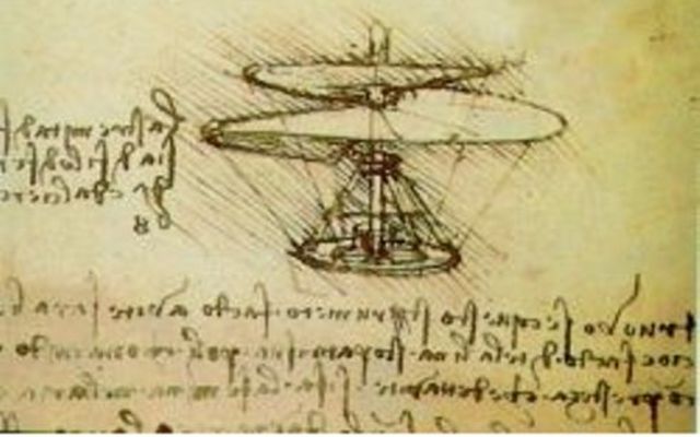 Leonardo Da Vinci inventa el helicóptero, la primera calculadora mecánica