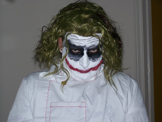 This is my dad dressed up as the Joker from the hospital scene in Dark Knight