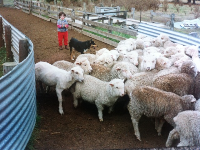 Kathryn helping on the farm