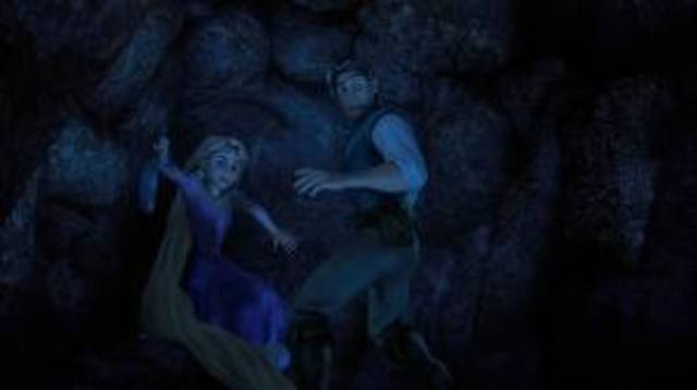 Rapunzel and Flynn Rider get stuck in a cave that is filling up with water