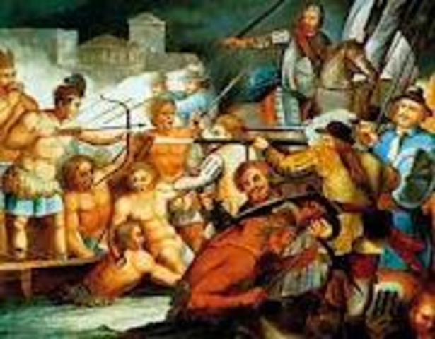 Spanish Driven out of Tenochtitlan by the Aztec