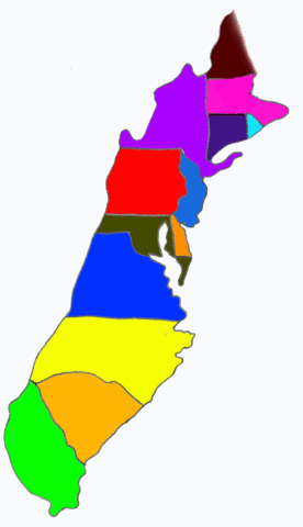 inhabitants in NF and 13 colonies
