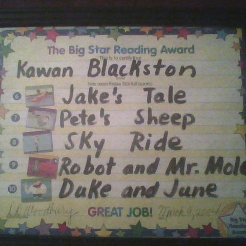 My 2nd grade certificate
