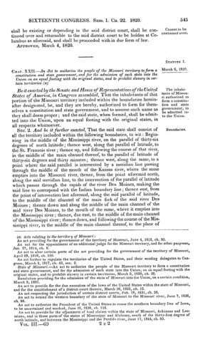 Missouri Compromise of 1820