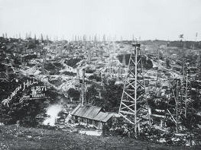 First oil well also discovers gas.