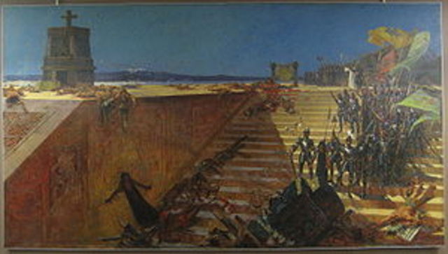 Cortes defeats the Aztec nation