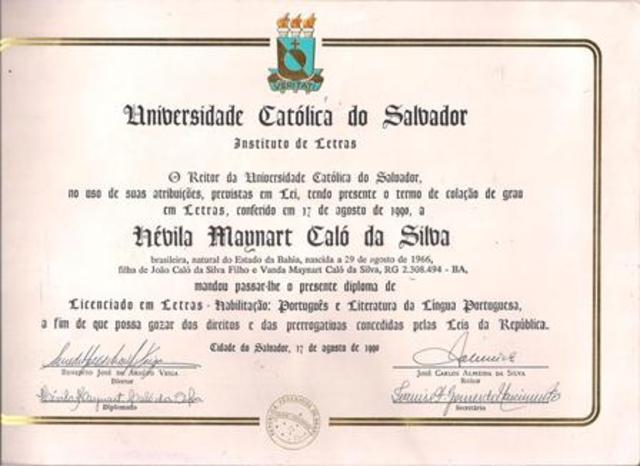 CONCLUSÃO DA GRADUAÇÃO EM LETRAS