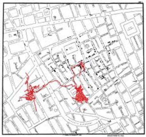 John Snow discovers how cholera is spread