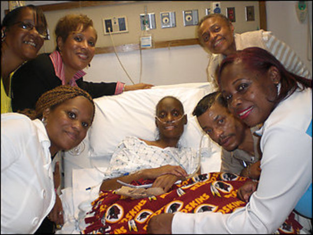 his sister an family member are there to support him